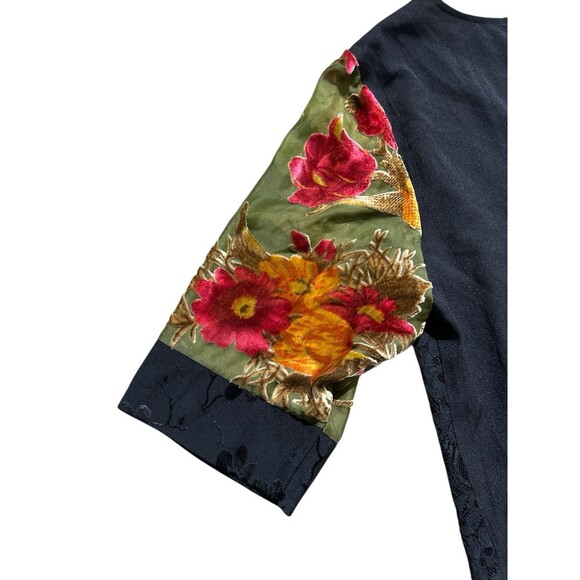 Vtg Spencer Alexis Kimono Cardigan Velvet Sheer Sequins Floral Boho Academia 2X - Picture 10 of 15